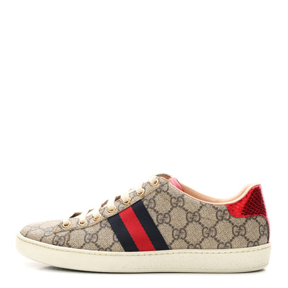 Gucci GG Supreme Monogram Womens Ace Low-Top Sneaker 37.5 Beige 1 of 10