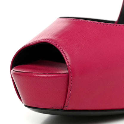 Saint Laurent Calfskin Tribute Lips Platform Sandals 39 Fuchsia 12 of 13