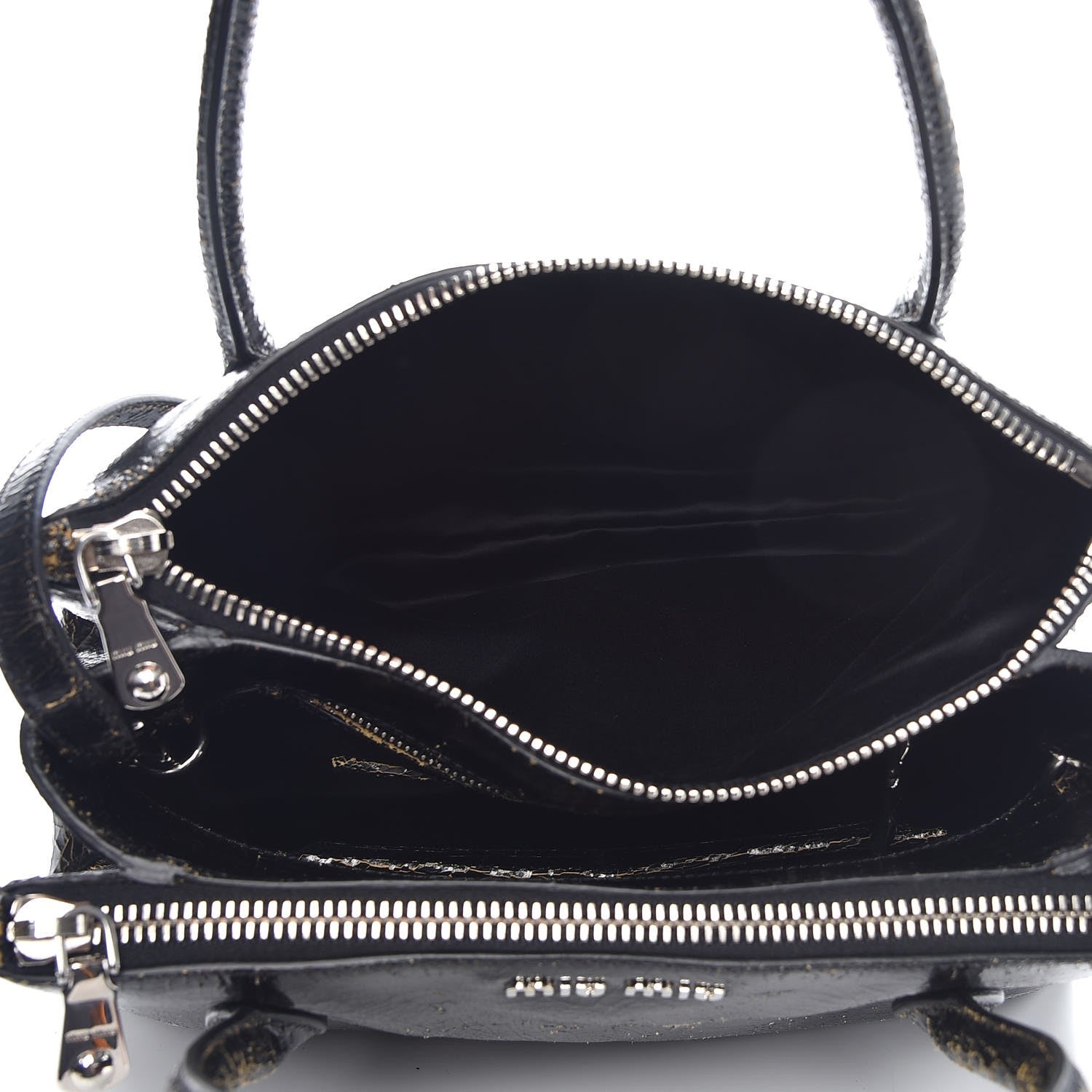Miu Miu Calfskin Craquele Shopping Bag Ebano 9 of 10