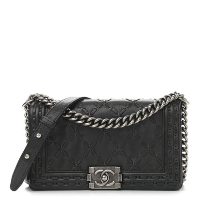 Chanel Caviar Stitched Medium Boy Flap Blue 1 of 10