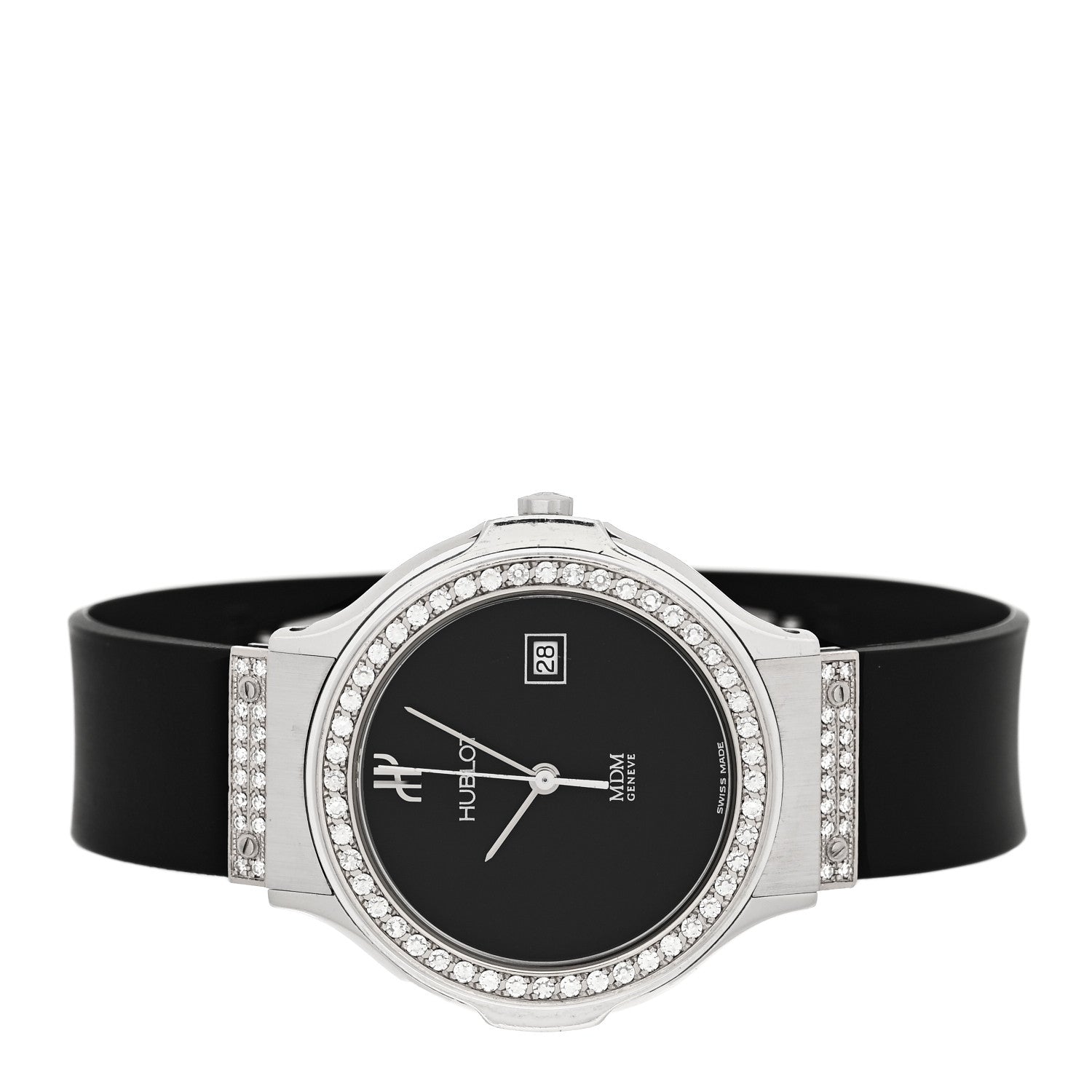 Hublot Stainless Steel Rubber Diamond Bezel 32mm Classic MDM Quartz Watch Black 1401.5.054 2 of 5