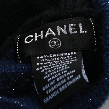 Chanel Cashmere Blend CC Beret Black Navy 5 of 8