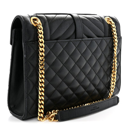 Saint Laurent Grain De Poudre Textured Mixed Matelasse Triquilt Medium Monogram Satchel Black 3 of 12