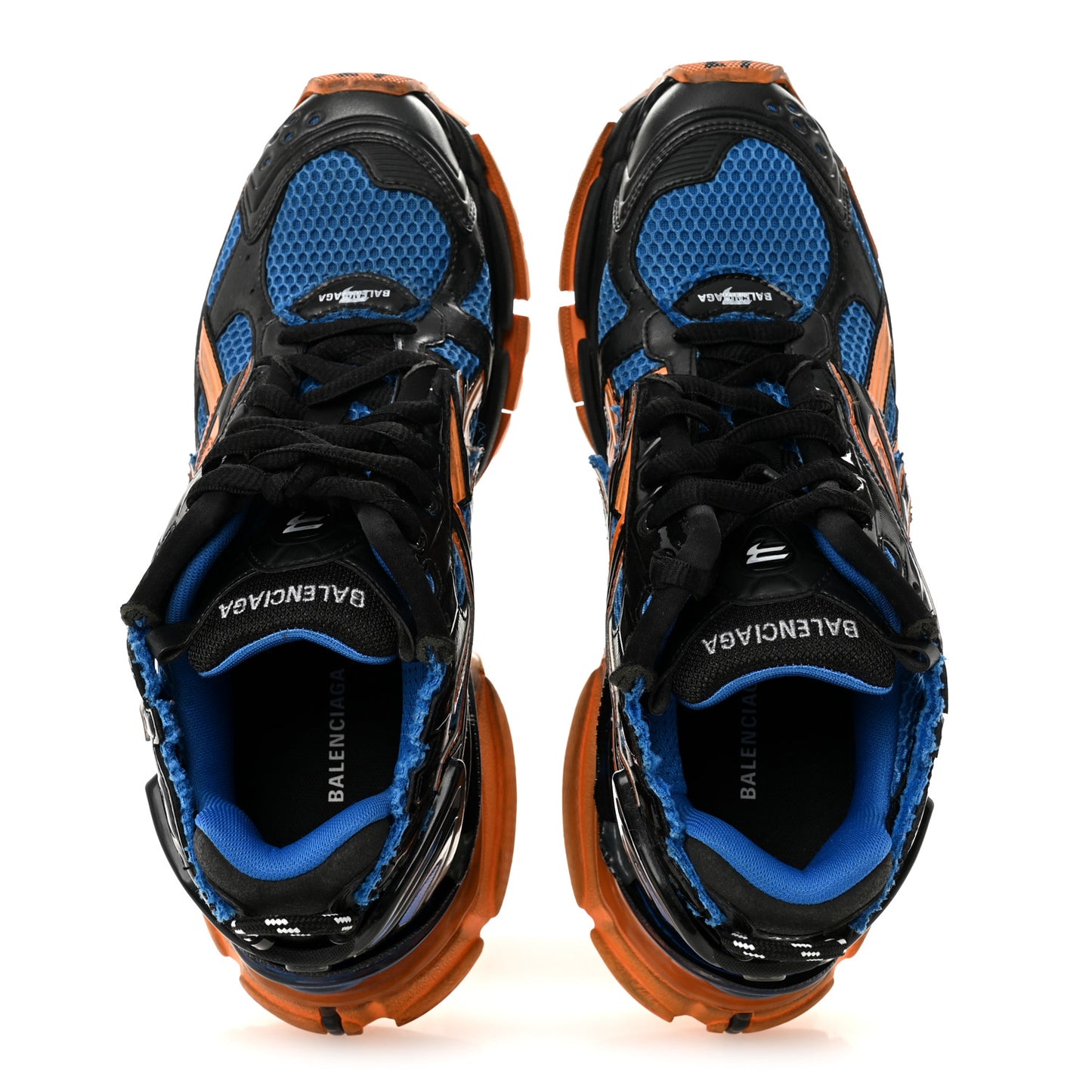 Mesh Rubber Bi-Color Mens Runner Sneakers 10 Blue Orange Black White