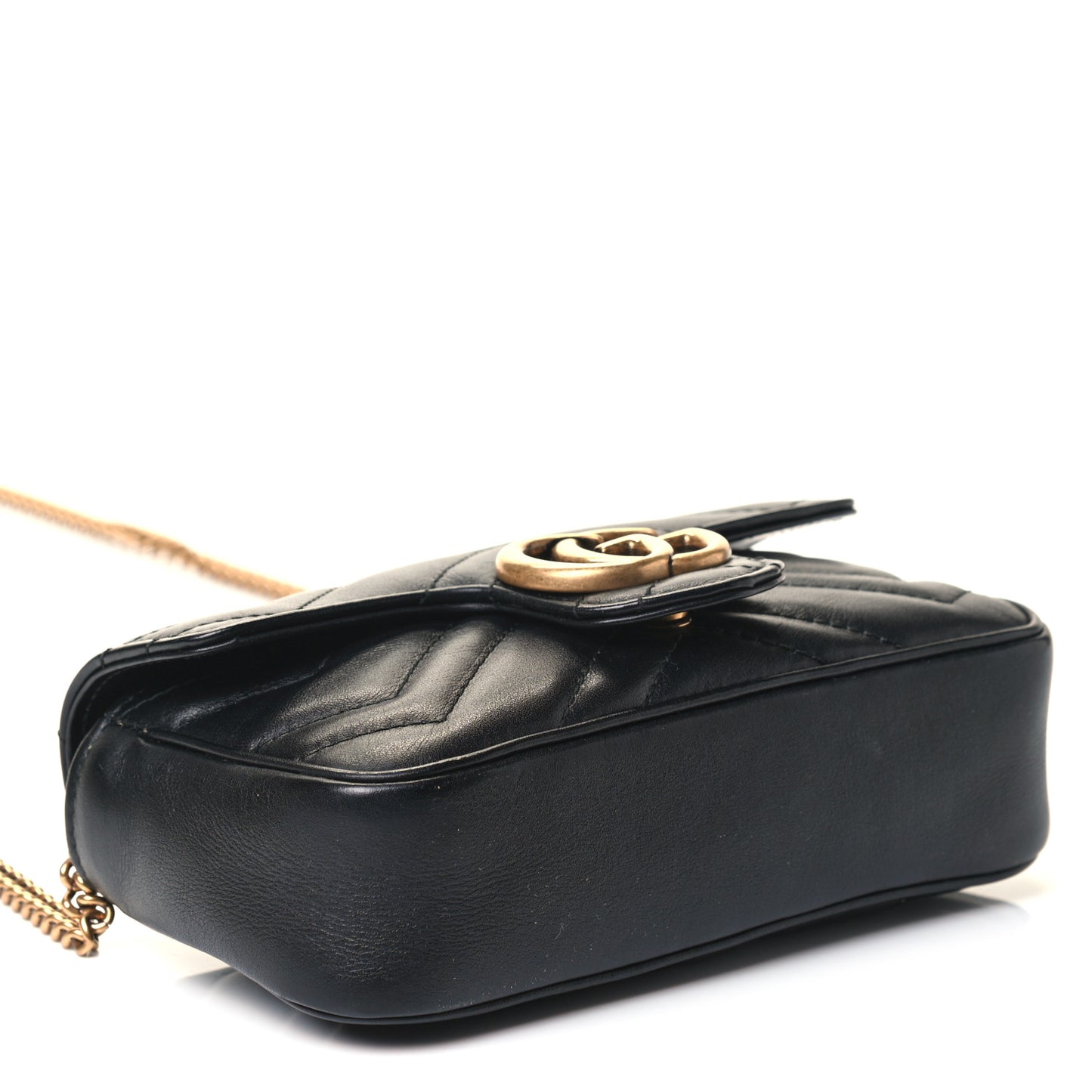 Calfskin Matelasse Super Mini GG Marmont Shoulder Bag Black