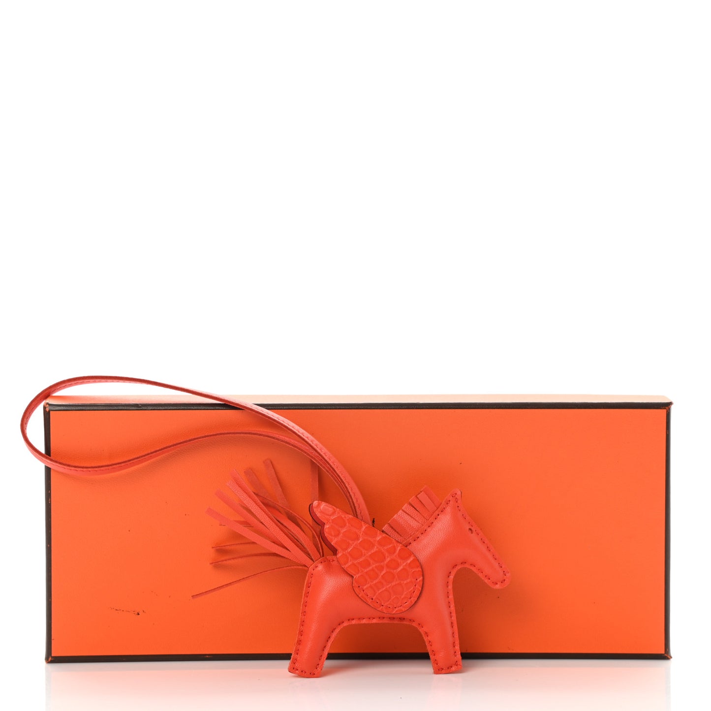 Milo Lambskin Matte Alligator Touch Grigri Rodeo Pegase Horse Bag Charm PM Orange Poppy Capucine