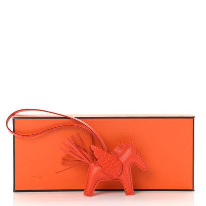 Hermes Milo Lambskin Matte Alligator Touch Grigri Rodeo Pegase Horse Bag Charm PM Orange Poppy Capucine 5 of 5