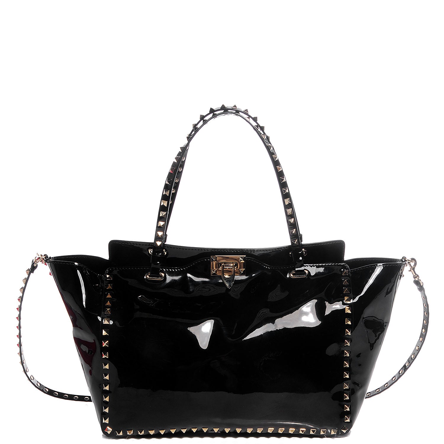 Valentino Garavani Patent Medium Rockstud Tote Black 1 of 9