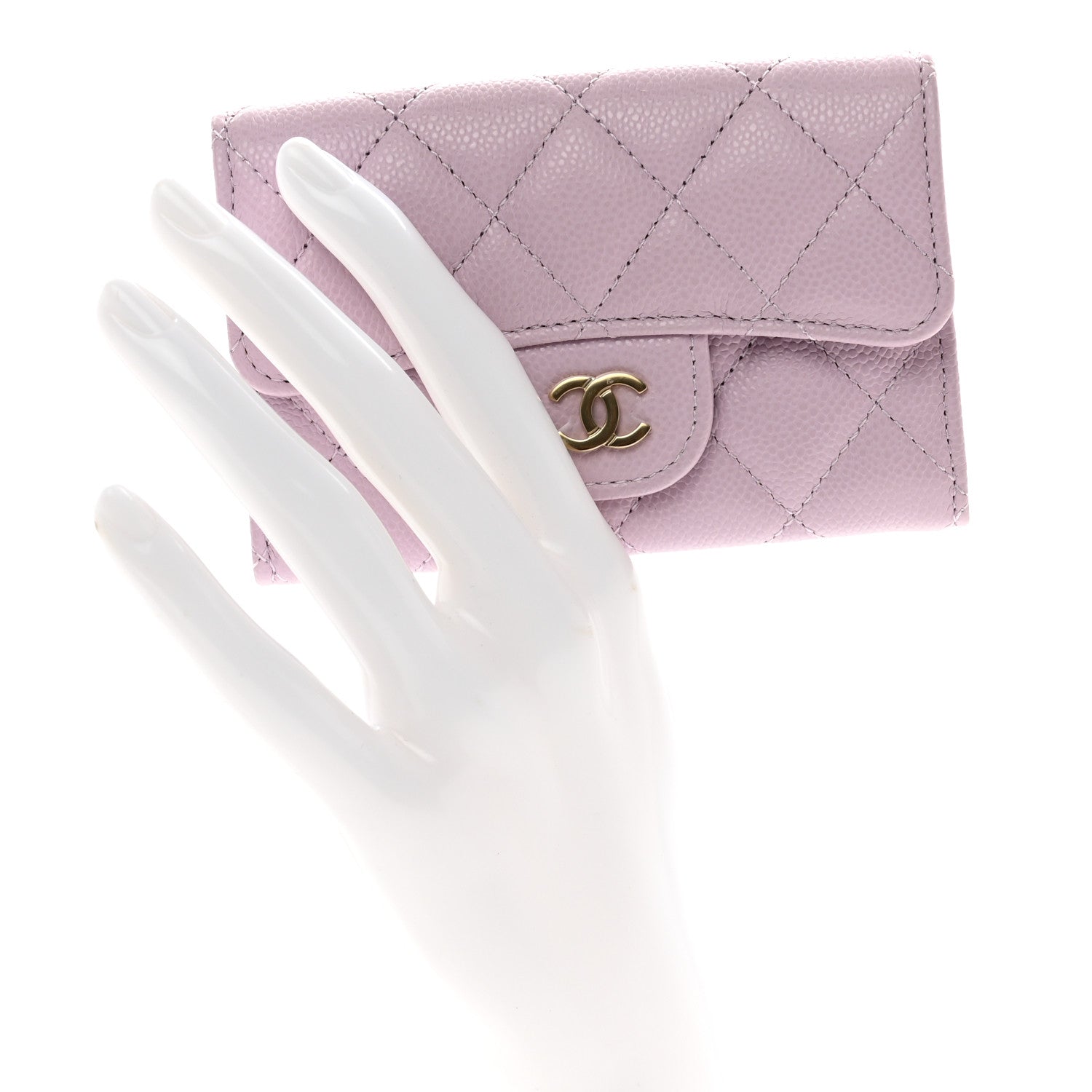 Chanel Caviar Quilted Flap Card Holder Wallet Light Purple 2 of 9