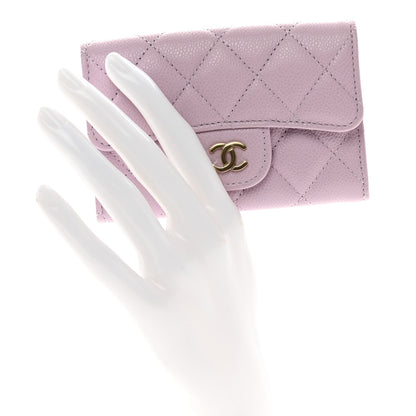 Chanel Caviar Quilted Flap Card Holder Wallet Light Purple 2 of 9