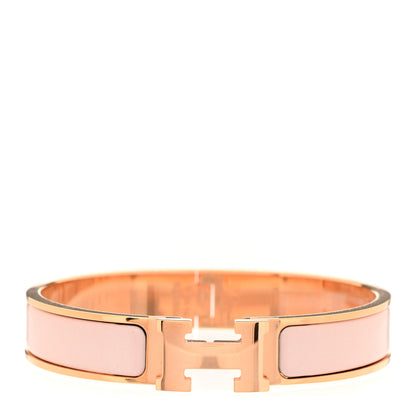 Hermes Enamel Narrow Clic Clac H Bracelet GM Rose Candeur 1 of 4