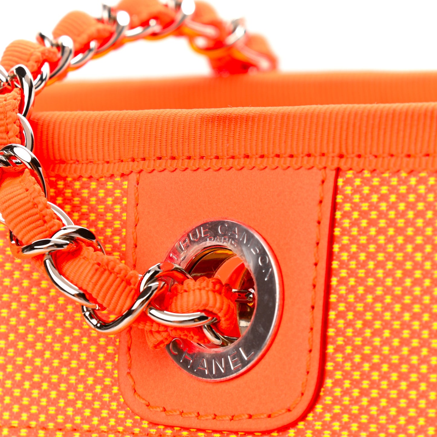 Mixed Fibers Calfskin Small Deauville Tote Orange Yellow