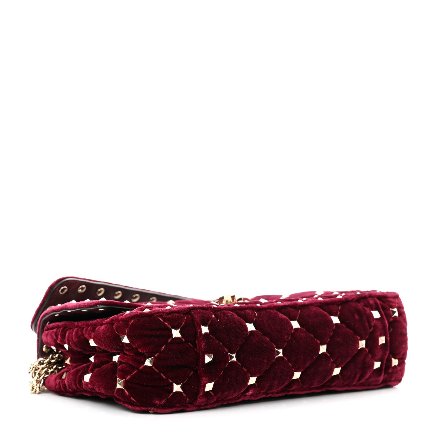Valentino Garavani Velvet Small Rockstud Spike Shoulder Bag Rubino 4 of 12