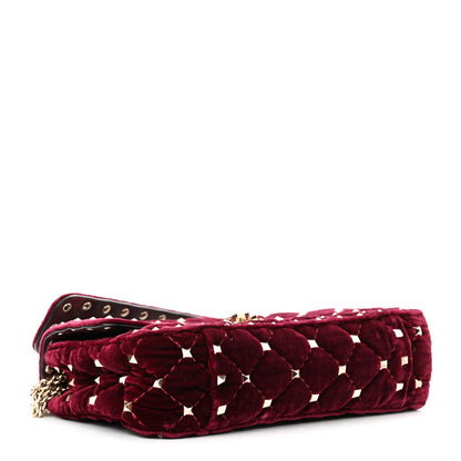 Valentino Garavani Velvet Small Rockstud Spike Shoulder Bag Rubino 4 of 12
