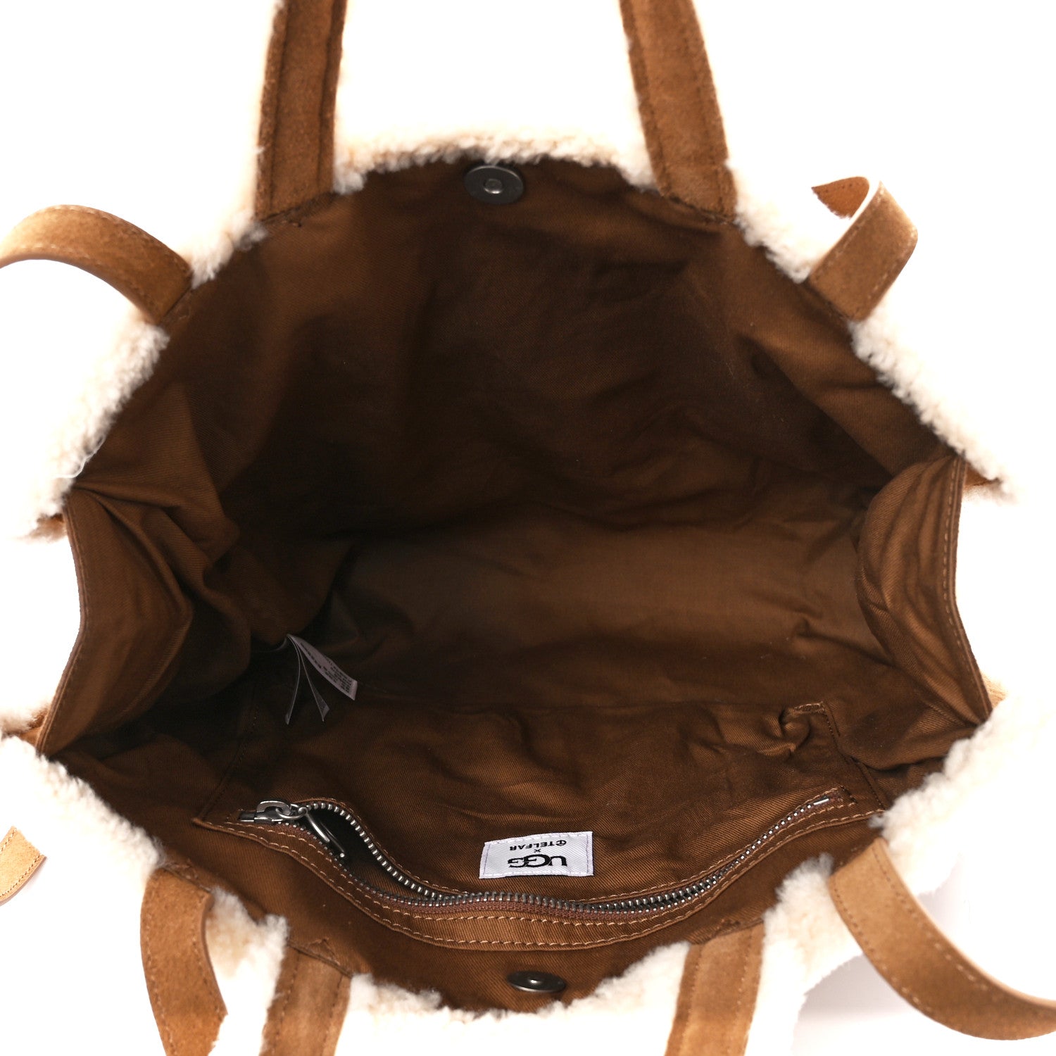 Telfar X UGG Suede Shearling Medium Shopping Bag Chestnut 5 of 13