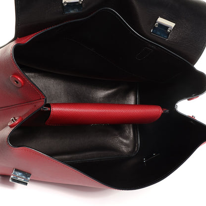 Prada Saffiano Cuir Convertible Top Handle Tote Fuoco 5 of 9