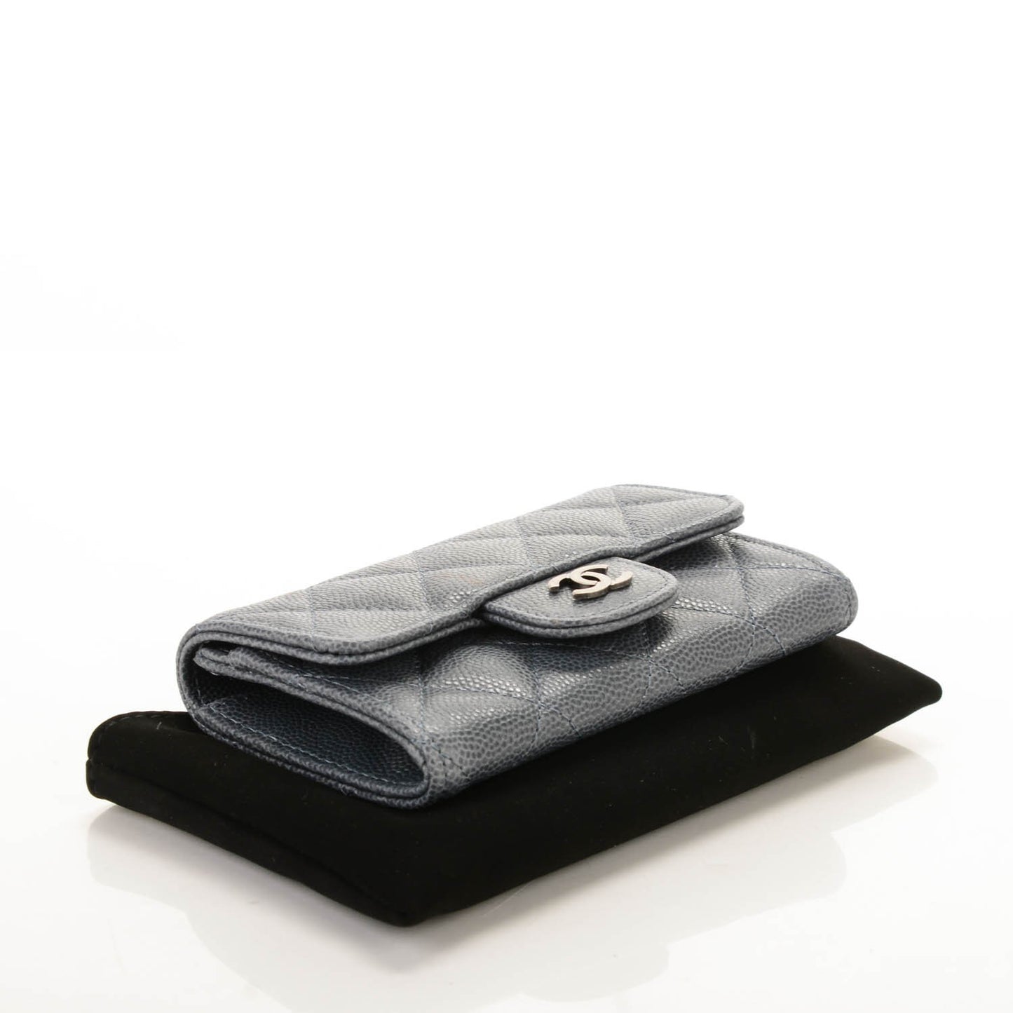 Caviar Quilted Card Holder Grey