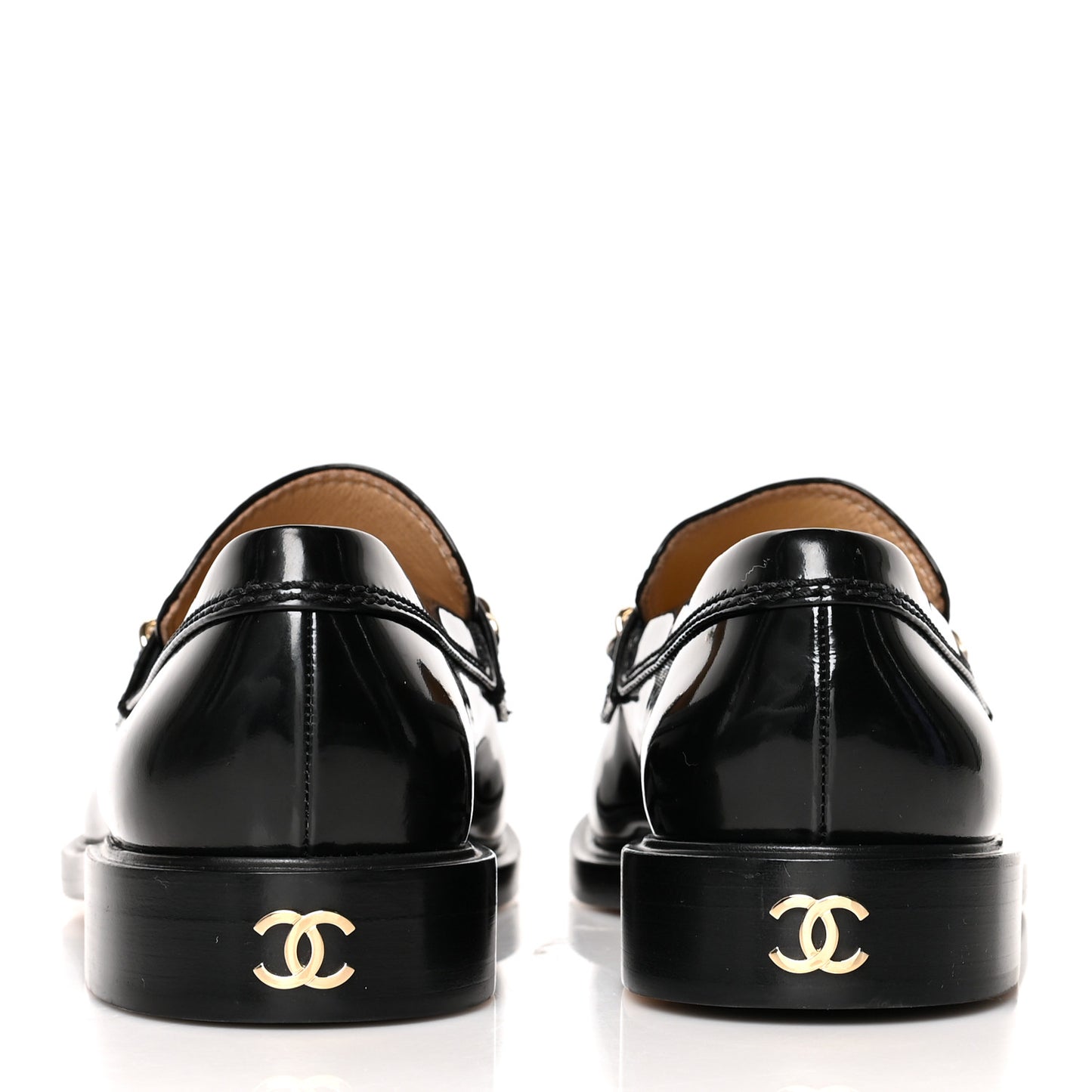 Shiny Calfskin Logo Loafers 41 Black