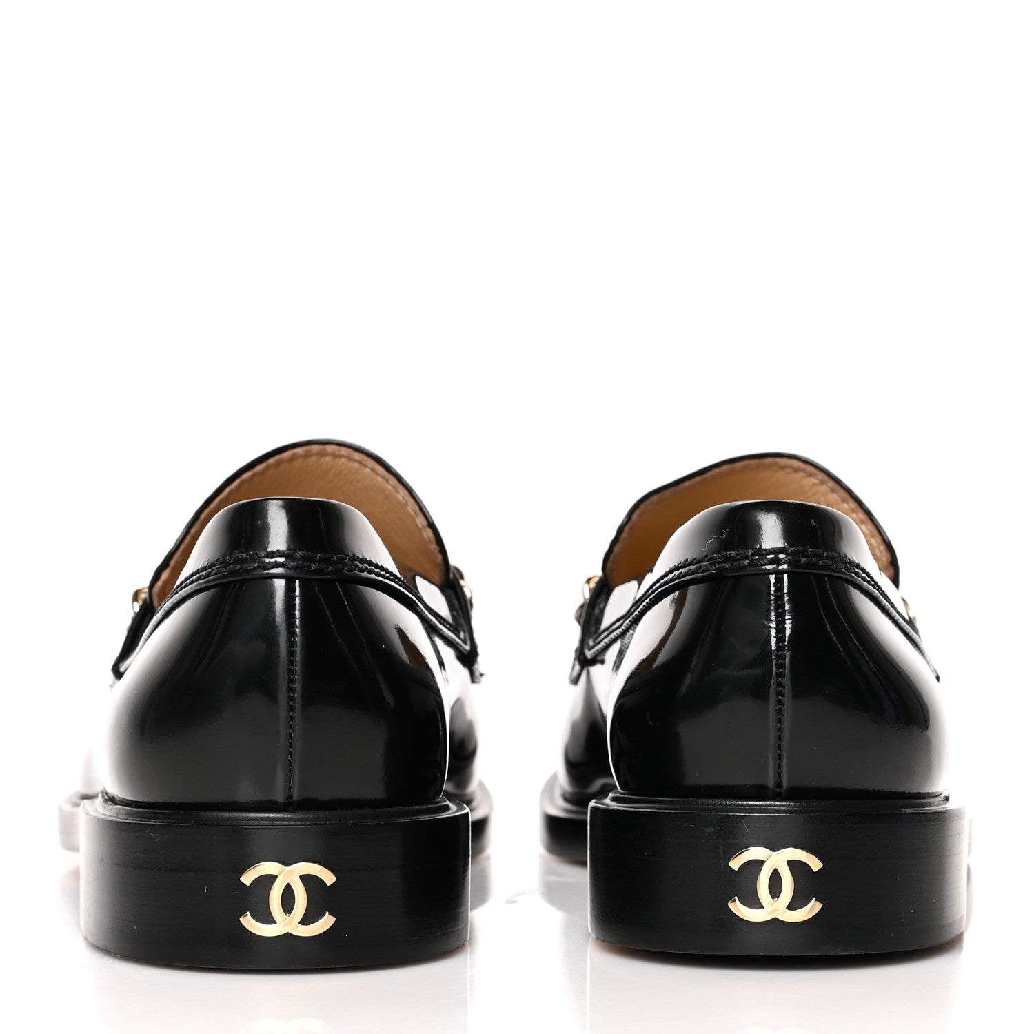 Chanel Shiny Calfskin Logo Loafers 41 Black 5 of 9