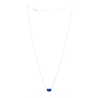 Tiffany 18K Yellow Gold Lapis Lazuli Elsa Peretti Bean Pendant Necklace 3 of 4