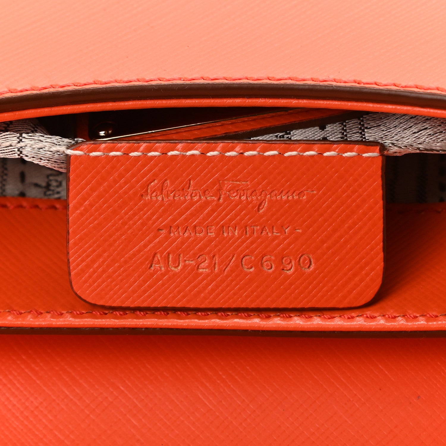 Salvatore Ferragamo Printed Calfskin Gancio Crossbody Bag Orange 6 of 9