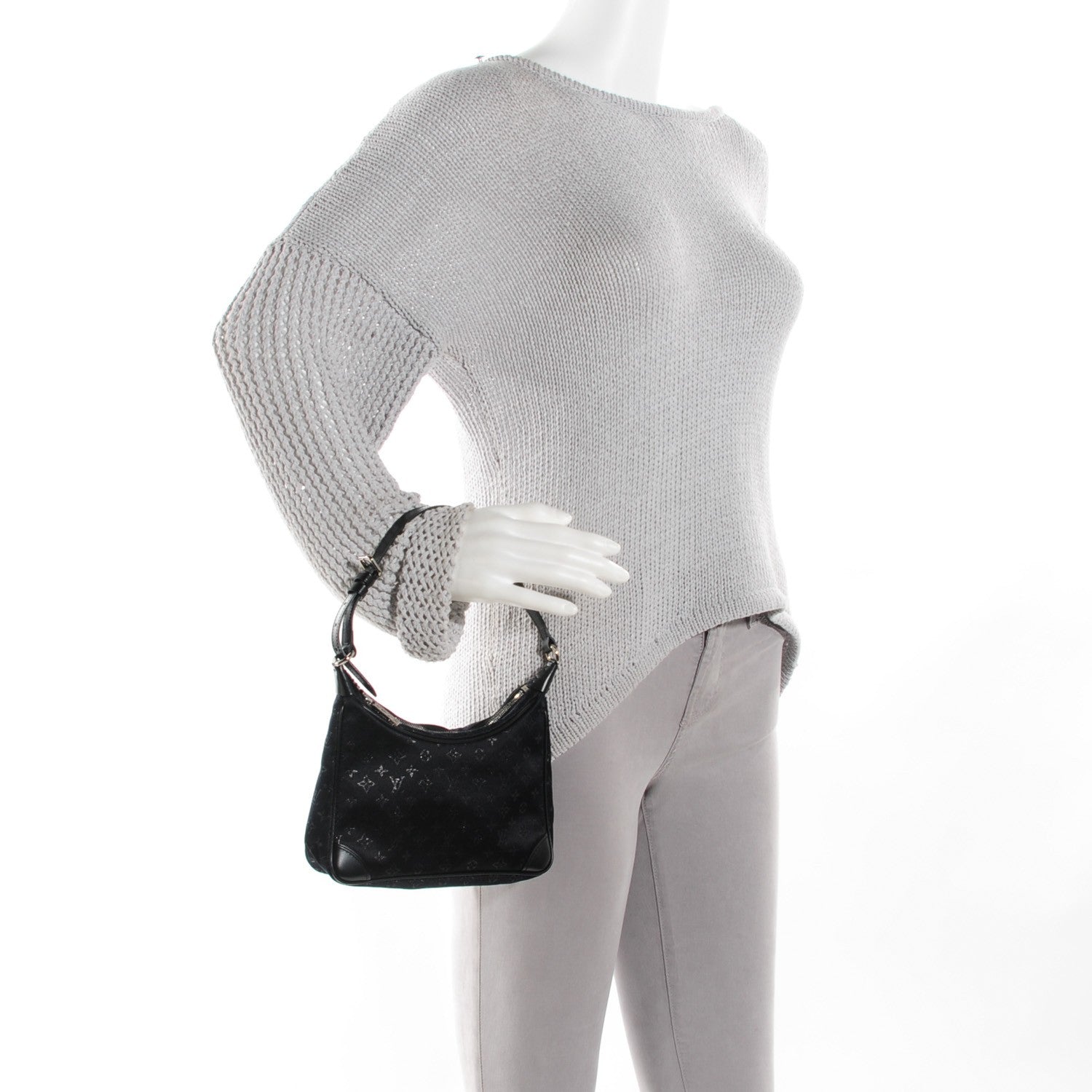 Louis Vuitton Satin Monogram Little Boulogne Black 2 of 7