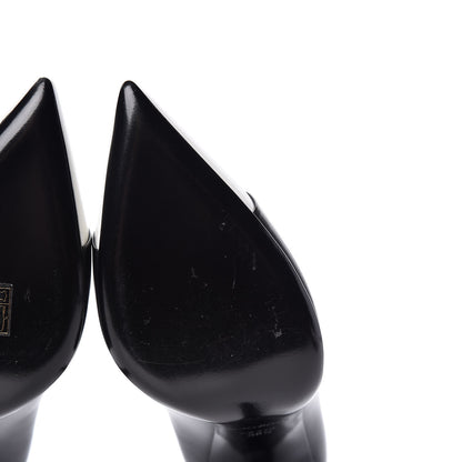 Saint Laurent Calfskin Bi-Color Cap Toe 105 Pumps 38.5 Black Porcellana 10 of 12