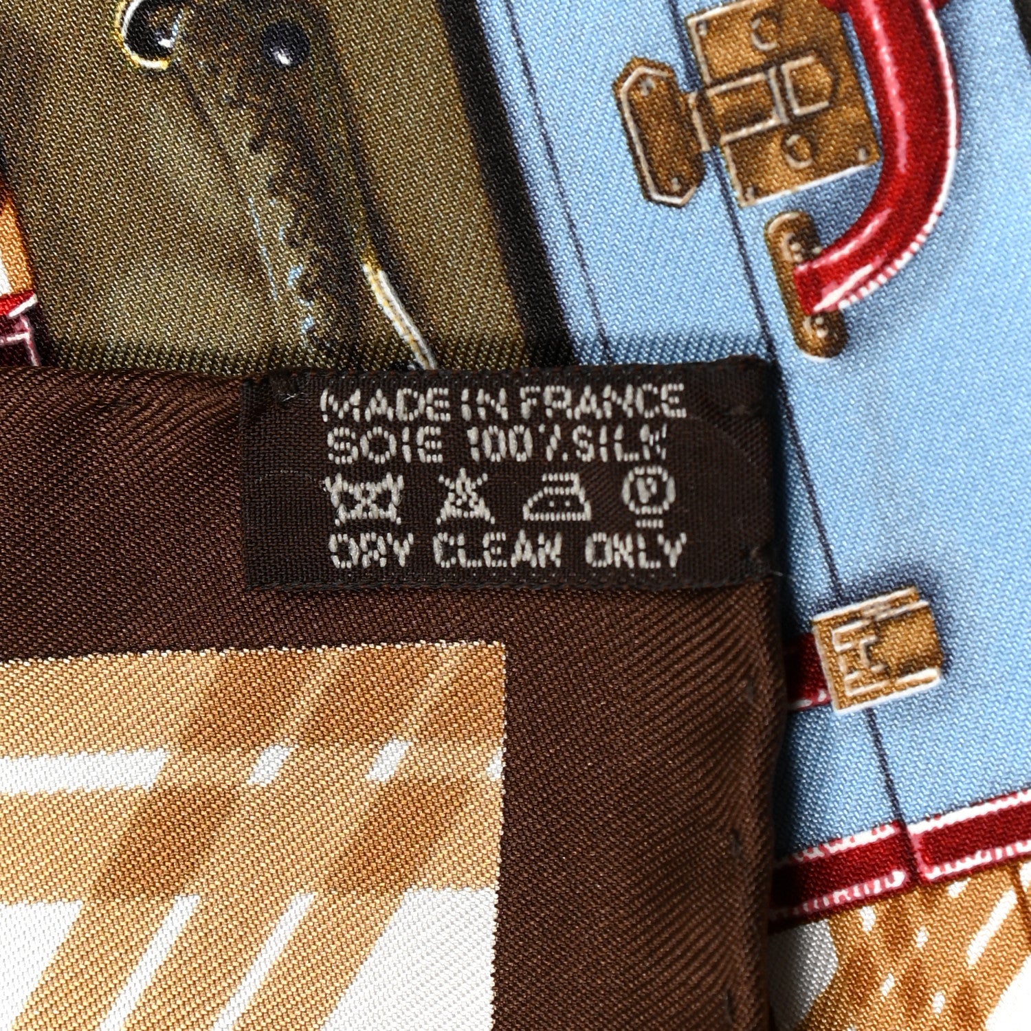 Hermes Silk H en Voyage Pocket Square Bleu Klein Marron Camel 2 of 4