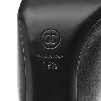 Chanel Lambskin Patent Cap Toe Pearl Mules 38.5 Black 6 of 8