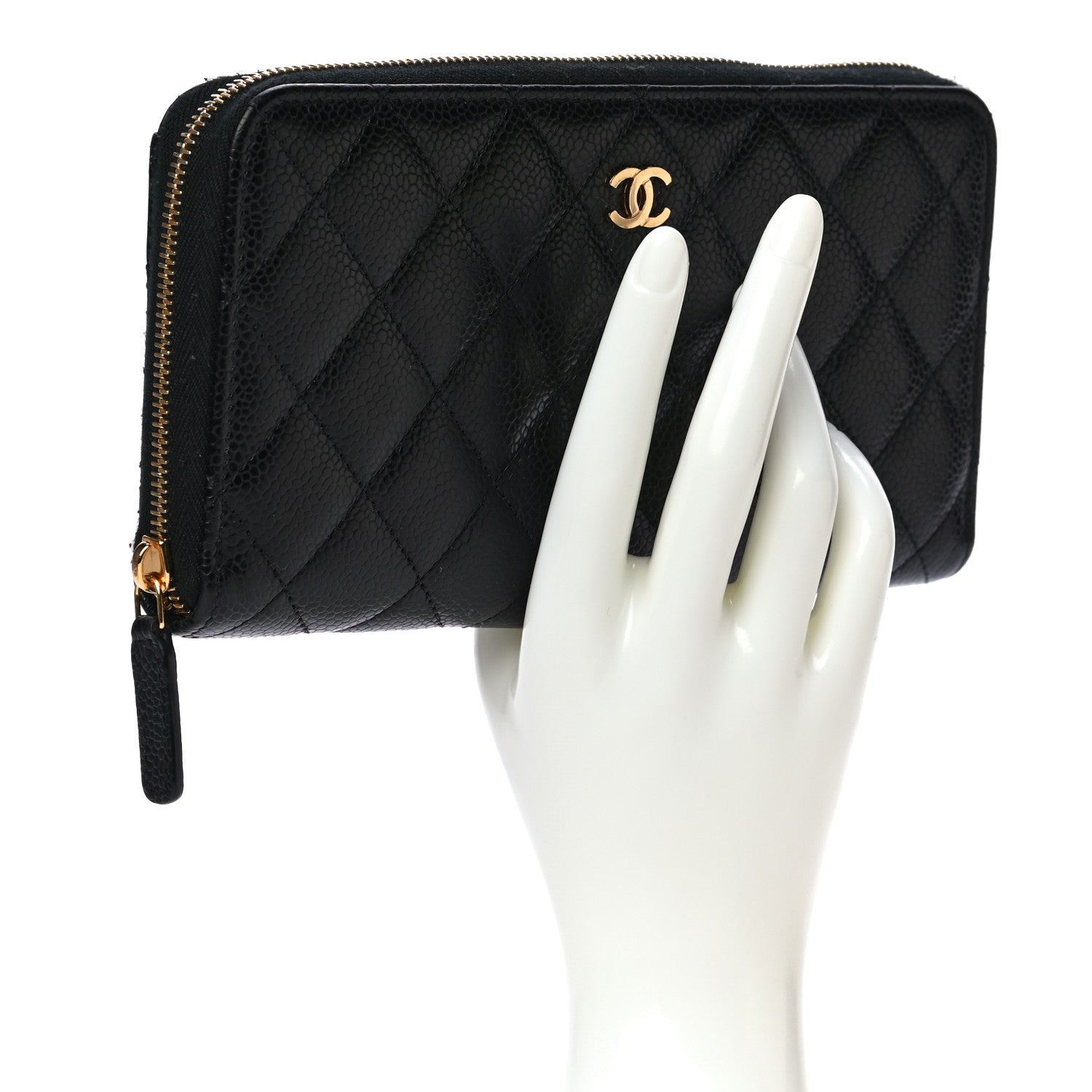 Chanel Caviar Quilted Large Gusset Zip Around Wallet Black 2 of 12