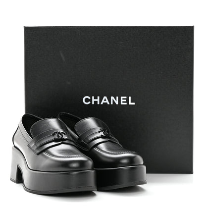 Chanel Calfskin CC Platform Loafers 37 Black 11 of 11