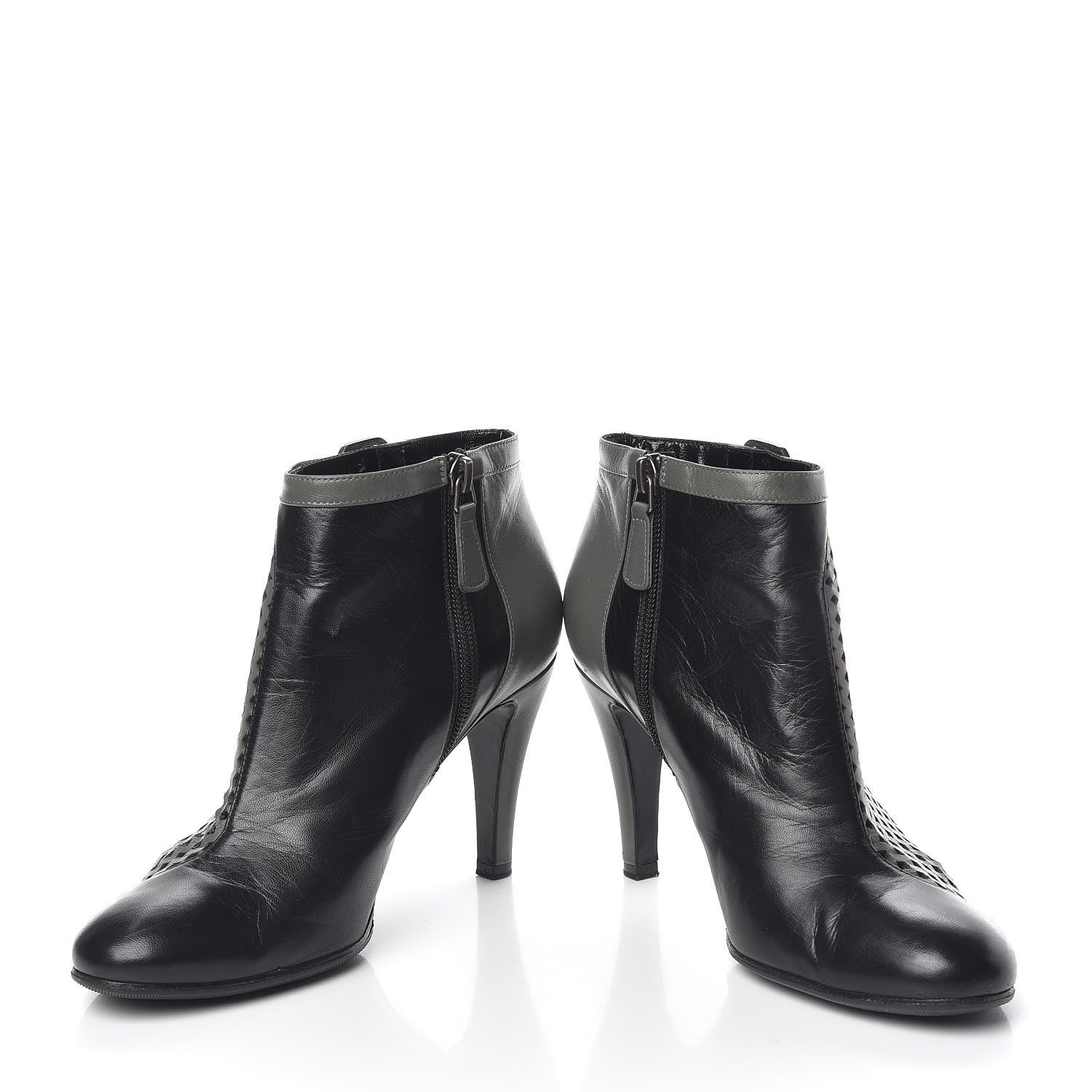 Chanel Perforated Lambskin CC Ankle Boots 37 Grey Black 6 of 15