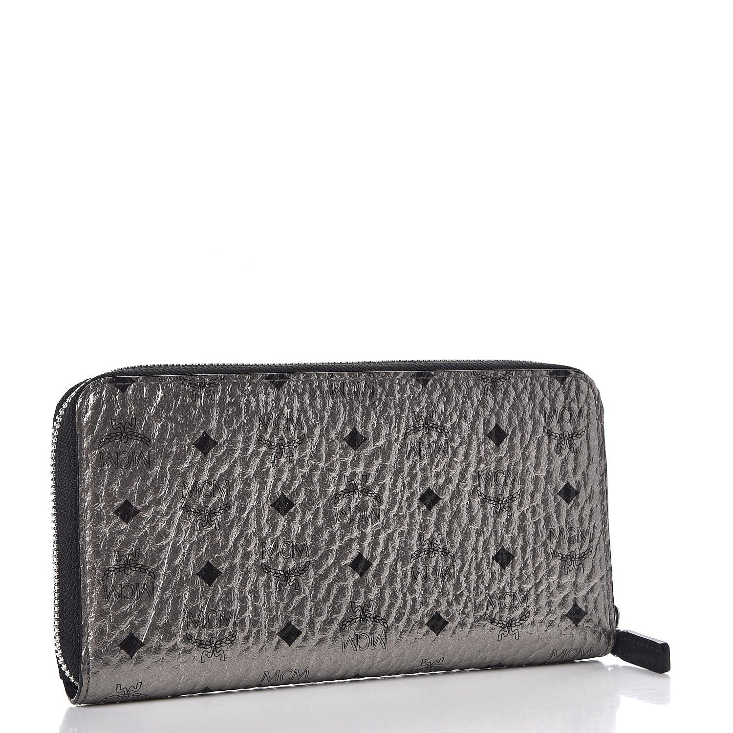 MCM Visetos Large Zip Around Wallet Silver 3 of 11
