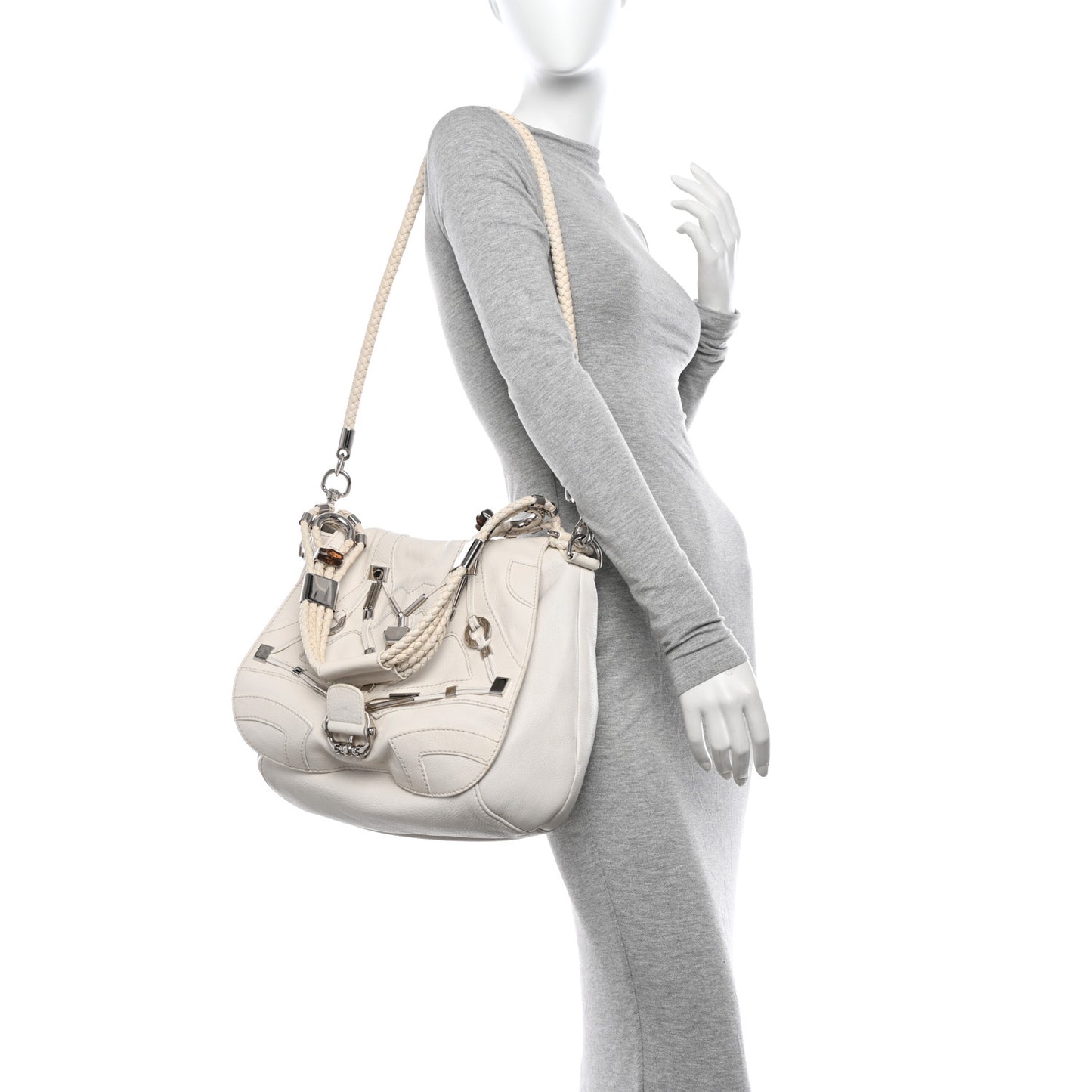 Calfskin Techno Horsebit Large Flap White