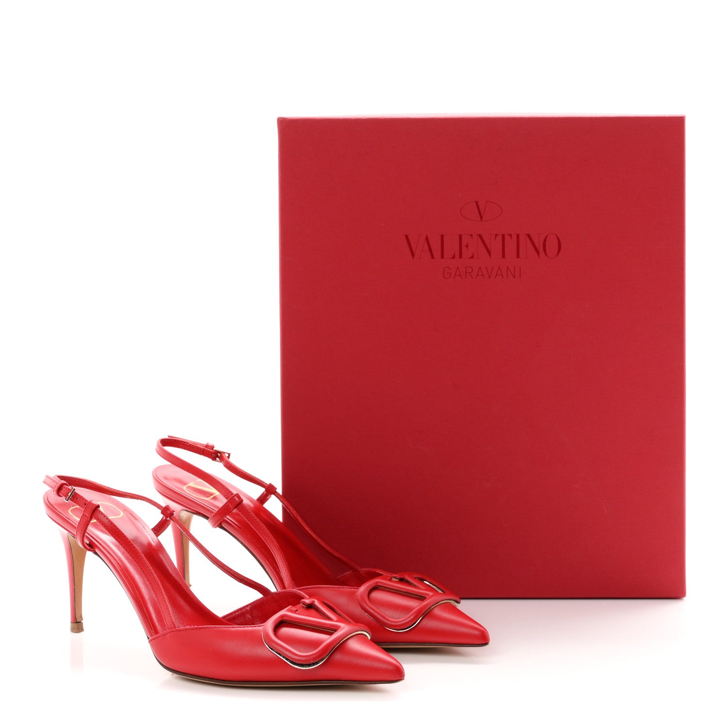 Valentino Garavani Calfskin Tonal Signature Vlogo Slingback 80mm Pumps 36.5 Rouge Pur 10 of 10