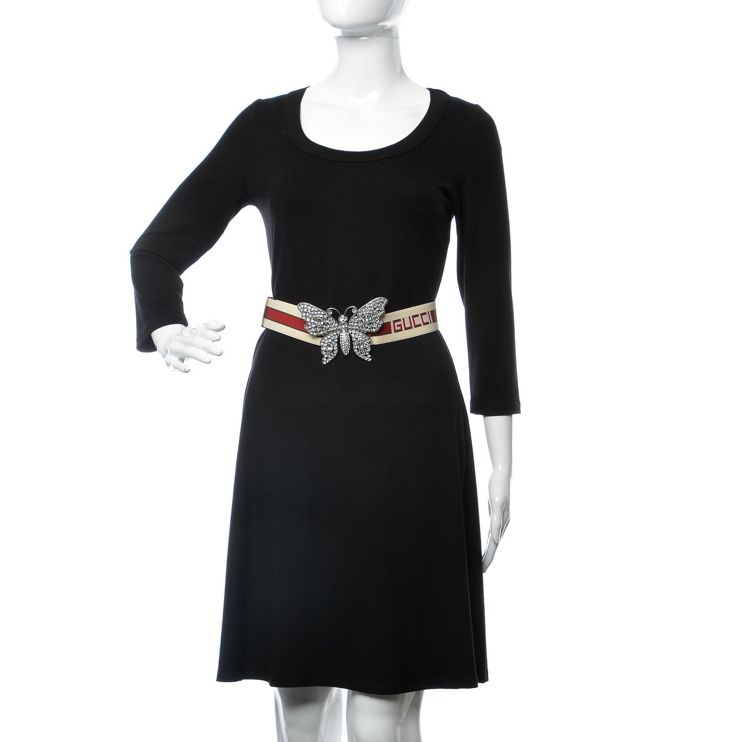 Jacquard Crystal Stripe Butterfly Belt 80 32 White