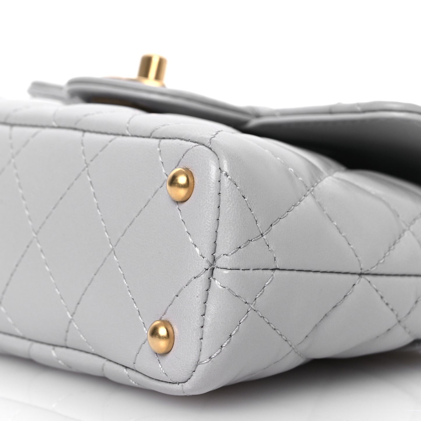 Lambskin Quilted Small Flap Top Handle Bag Grey