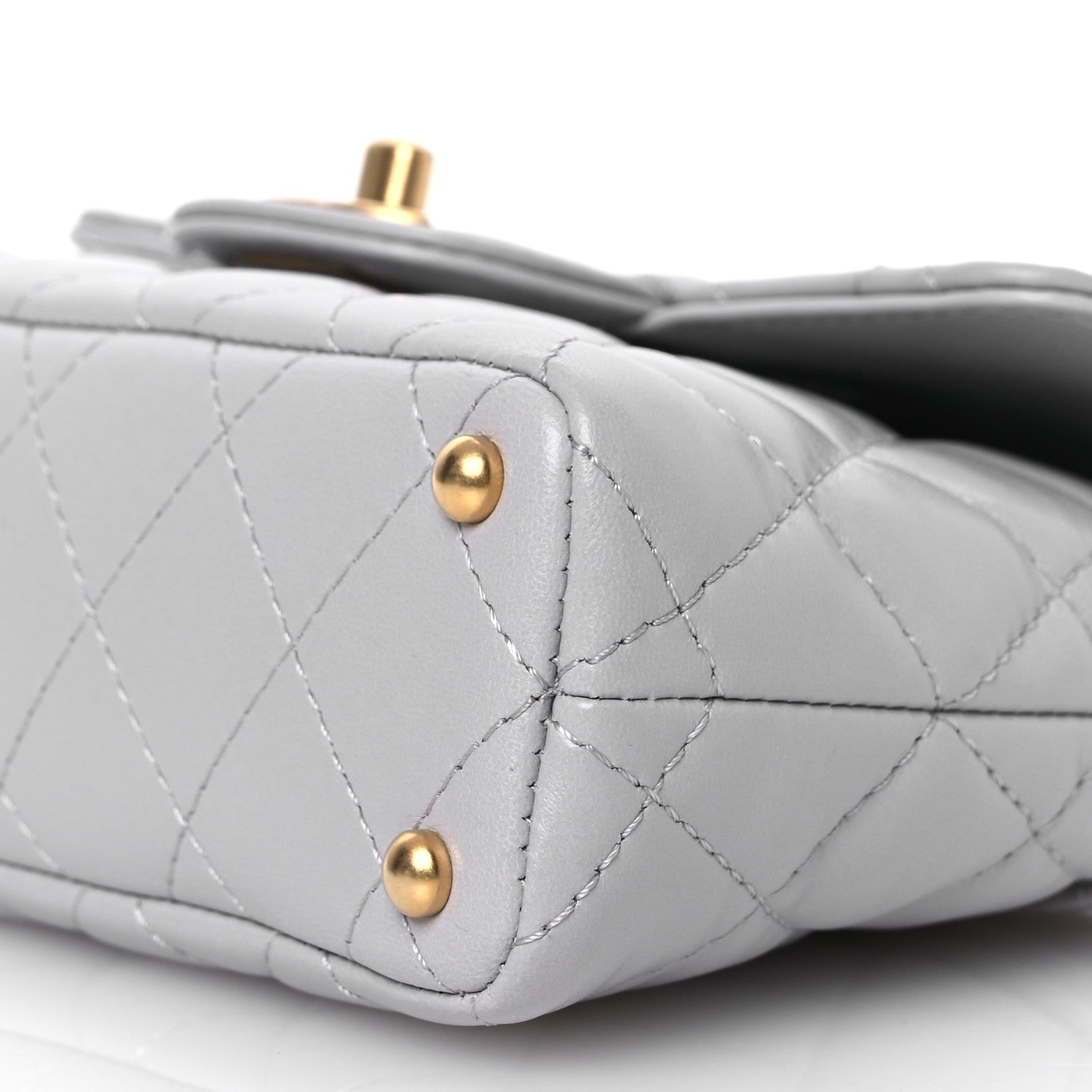Chanel Lambskin Quilted Small Flap Top Handle Bag Grey 10 of 10