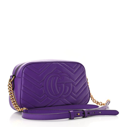 Gucci Calfskin Matelasse Small GG Marmont Chain Shoulder Bag Shine Purple 3 of 9