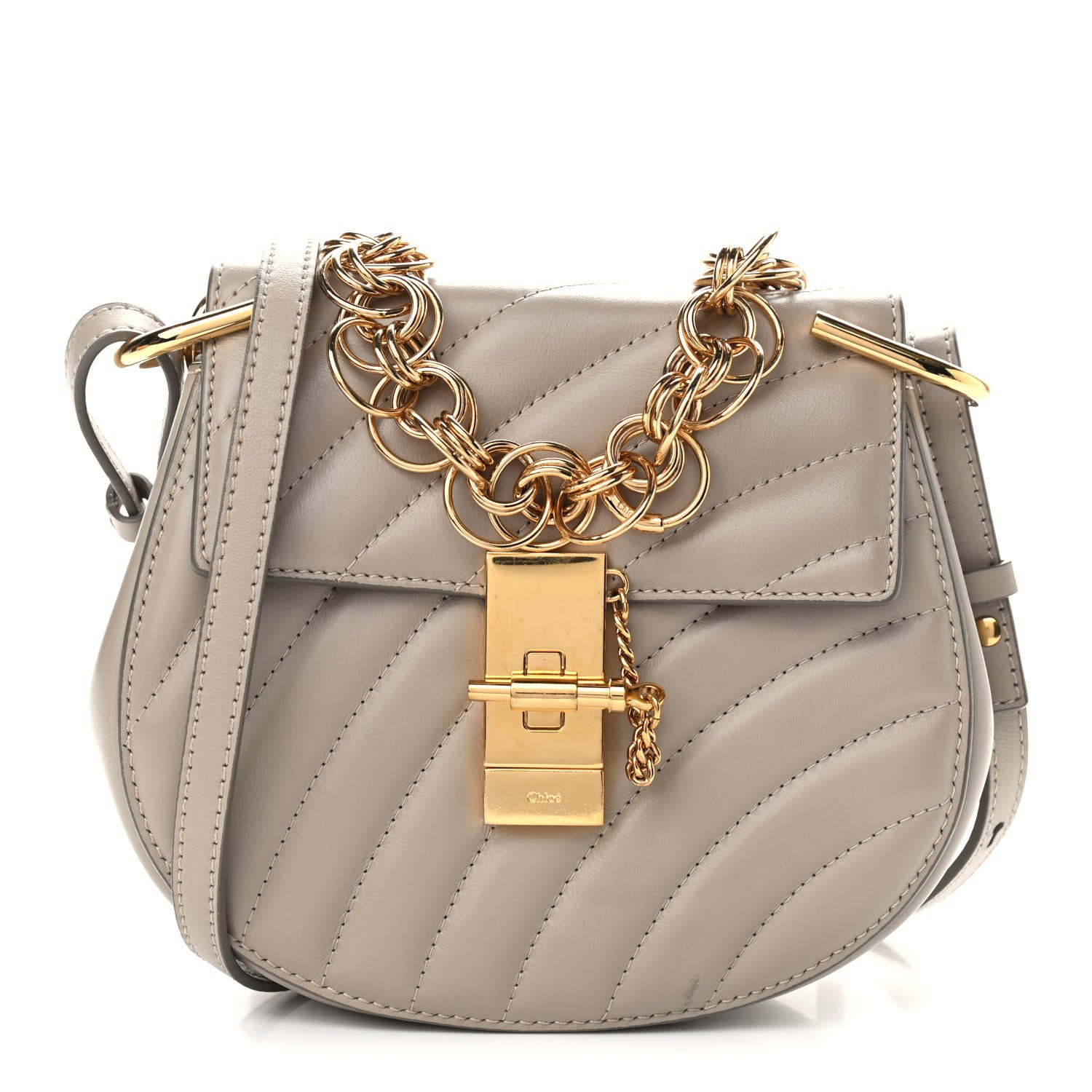 Chloe Quilted Calfskin Mini Drew Bijou Shoulder Bag Motty Grey 1 of 11