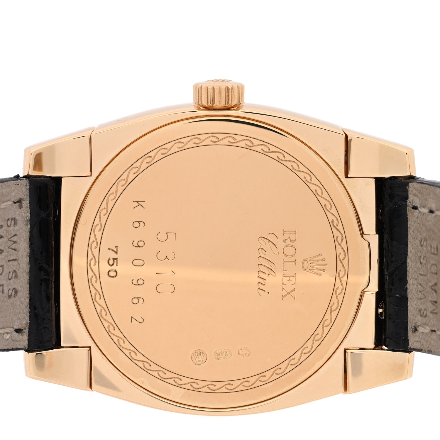 Rolex 18K Yellow Gold Alligator 26mm Cellini Manual Winding Watch White 5310 4 of 5