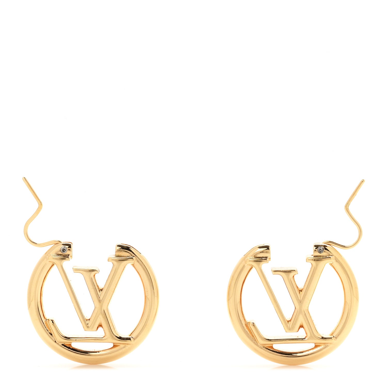 Louis Vuitton Metal Small Louise Hoop Earrings Gold 3 of 4