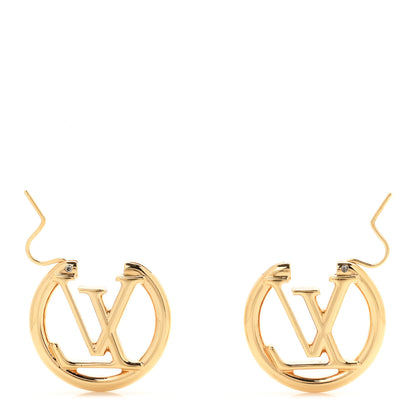 Louis Vuitton Metal Small Louise Hoop Earrings Gold 3 of 4
