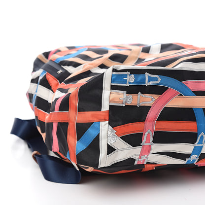 Hermes Silk Barenia Cavalcadour Airsilk Backpack Black Bleu Marine Fauve 6 of 8