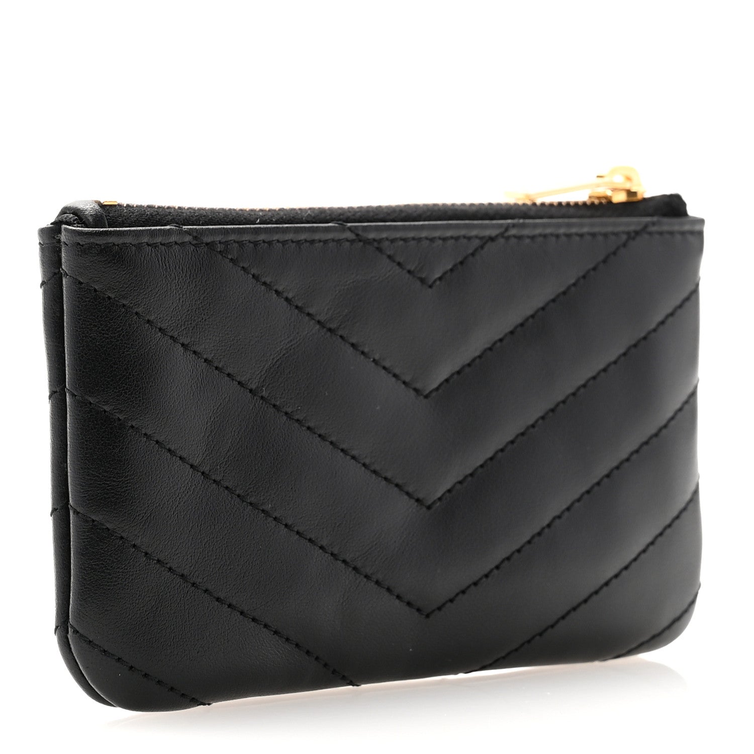 Saint Laurent Calfskin Matelasse Monogram Key Pouch Black 3 of 8