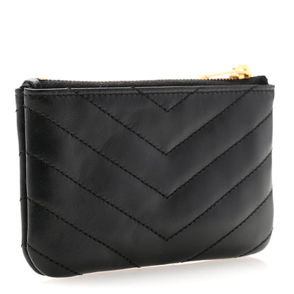 Saint Laurent Calfskin Matelasse Monogram Key Pouch Black 3 of 8