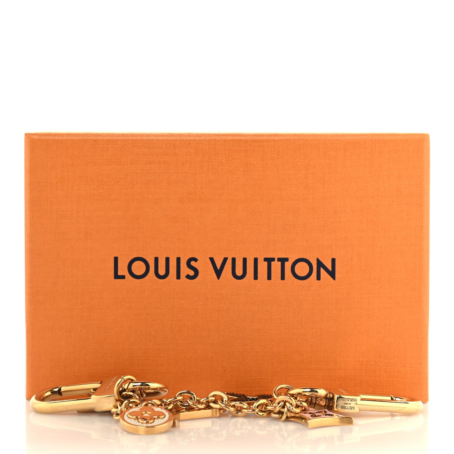 Louis Vuitton Brass Enamel Fleur De Monogram Bag Charm Chain Gold 5 of 5