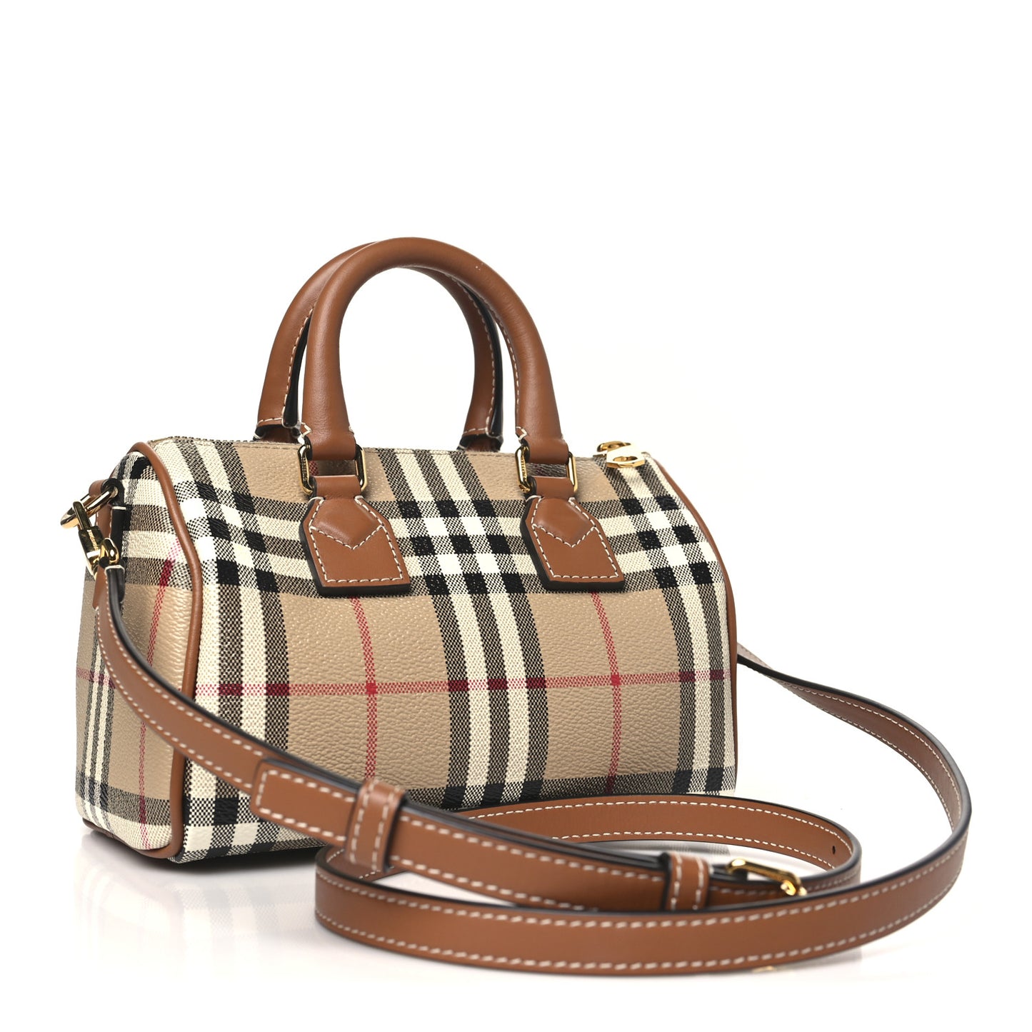 E-Canvas Vintage Check Mini Bowling Bag Briar Brown
