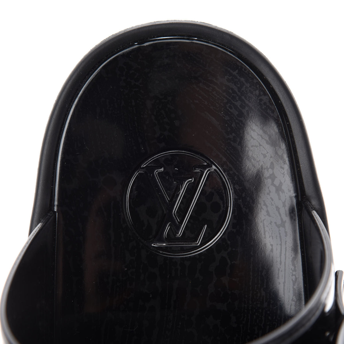 Monogram Sunbath Flat Mule Sandals 35 Black