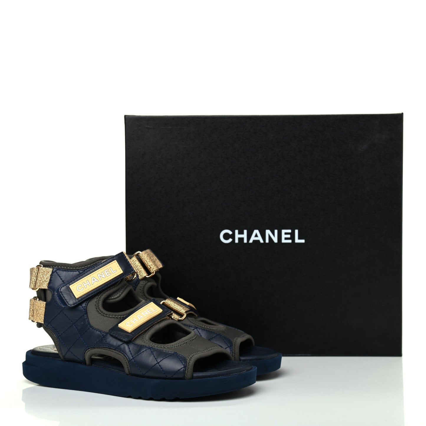 Goatskin Fabric Gladiator Sandals 36 Navy Blue Light Grey Yellow